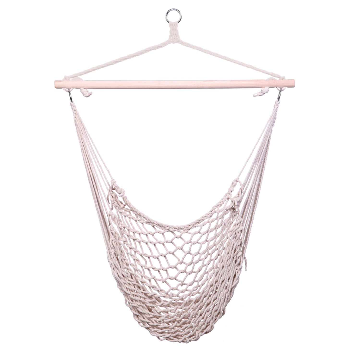 Beige Hanging Rope Chair Hammock Swing