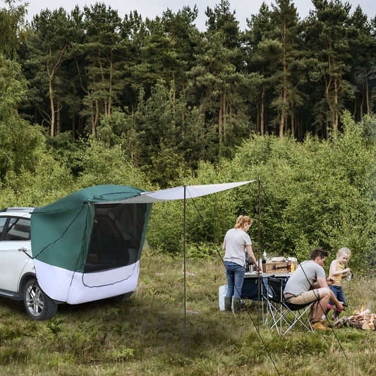 Green and White Gray SUV and Van Rear Camping Tent and Awning