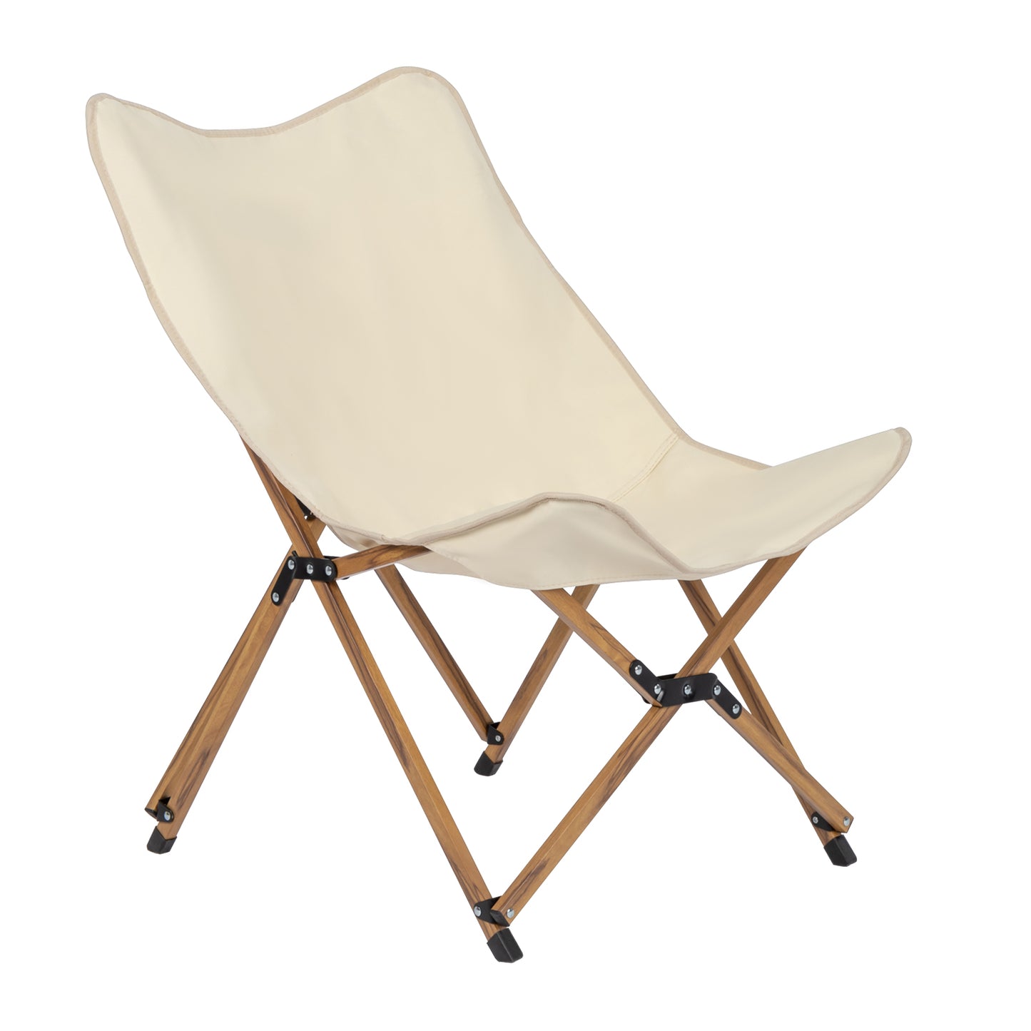 Ultra Light Folding White Camping Chair with Aluminum Frame and Wood Grain Accent