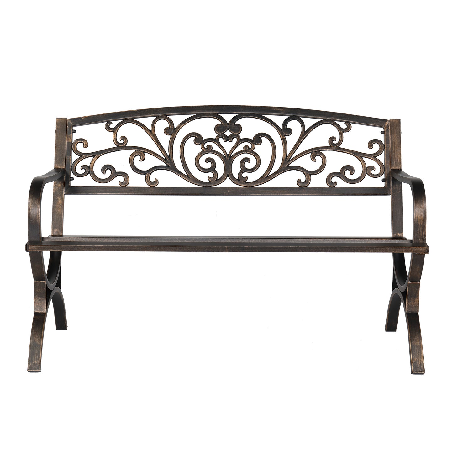 50in Butterfly Back Cross Feet Bronze Iron Bench