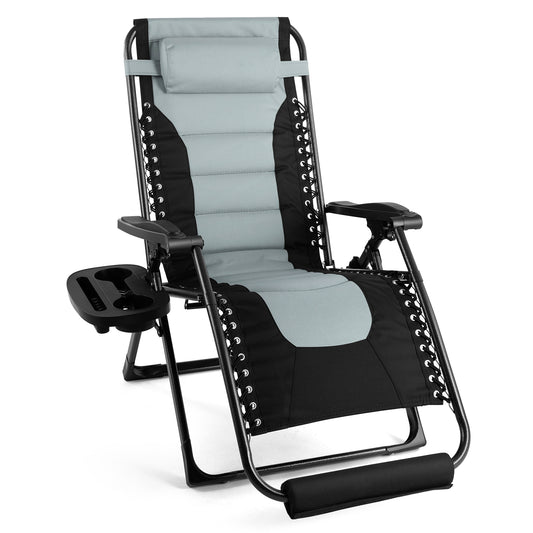 Super-Wide Padded Zero Gravity Reclining Folding Chair with Foot Pad