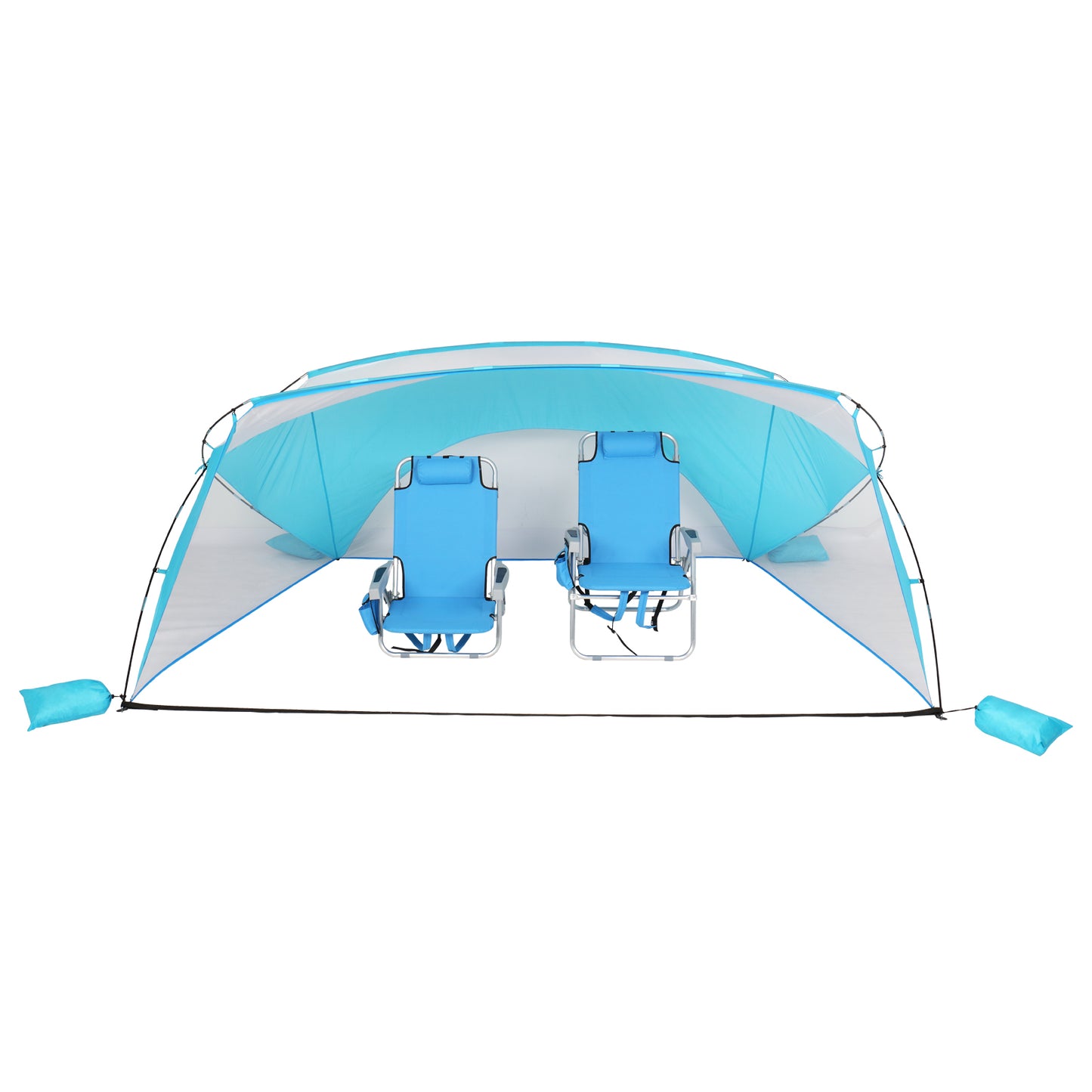 Blue and White Polyester Silk Beach and Camping Awning