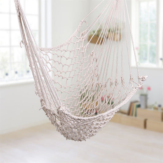 Beige Hanging Rope Chair Hammock Swing