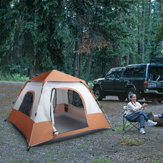 Brown Quick Opening Four-Person Camping Tent