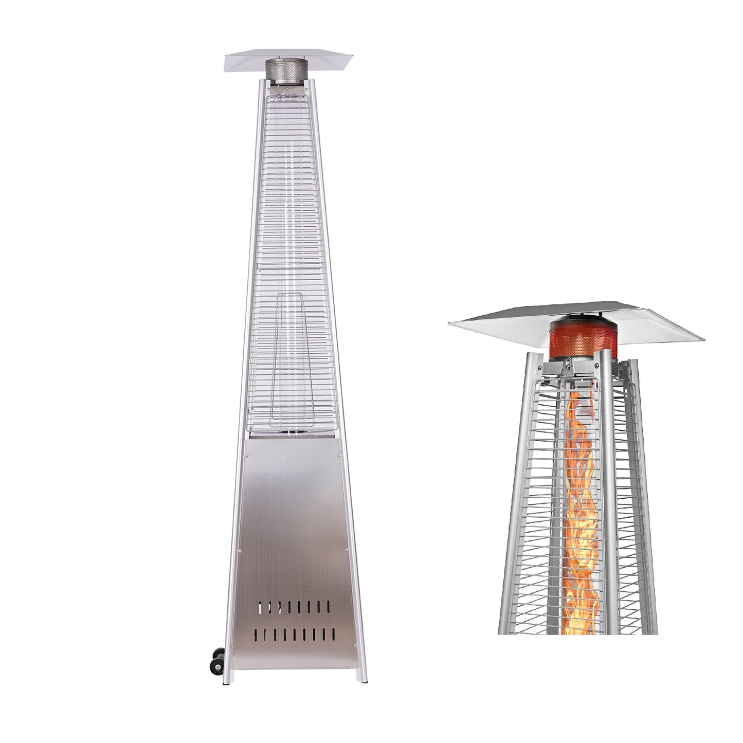 Outdoor Patio Pyramid Stainless Steel Propane Space Heater