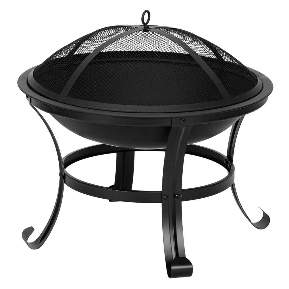 22" Curved Feet Iron Brazier Wood Burning Backyard Fire Pit