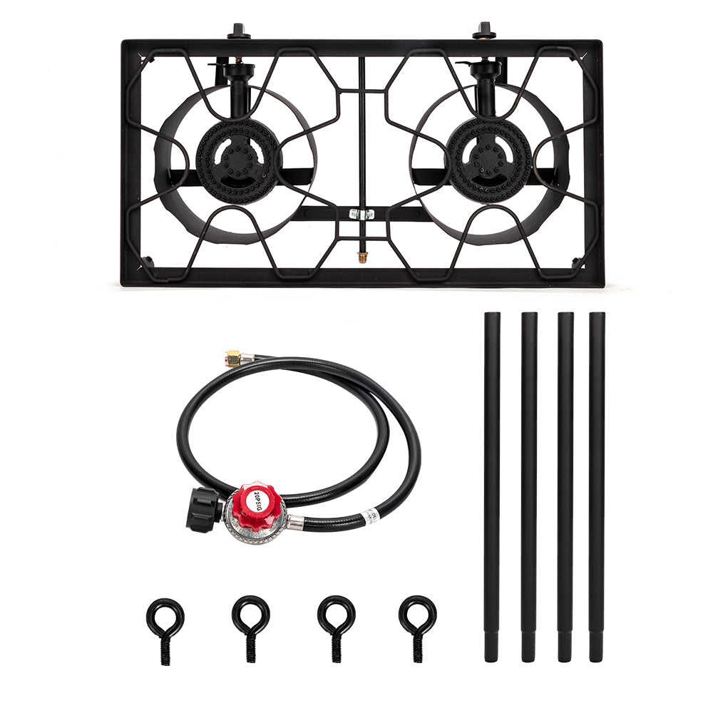 Double Burner Cast Iron Outdoor High Pressure Propane Gas Portable Camping Stove