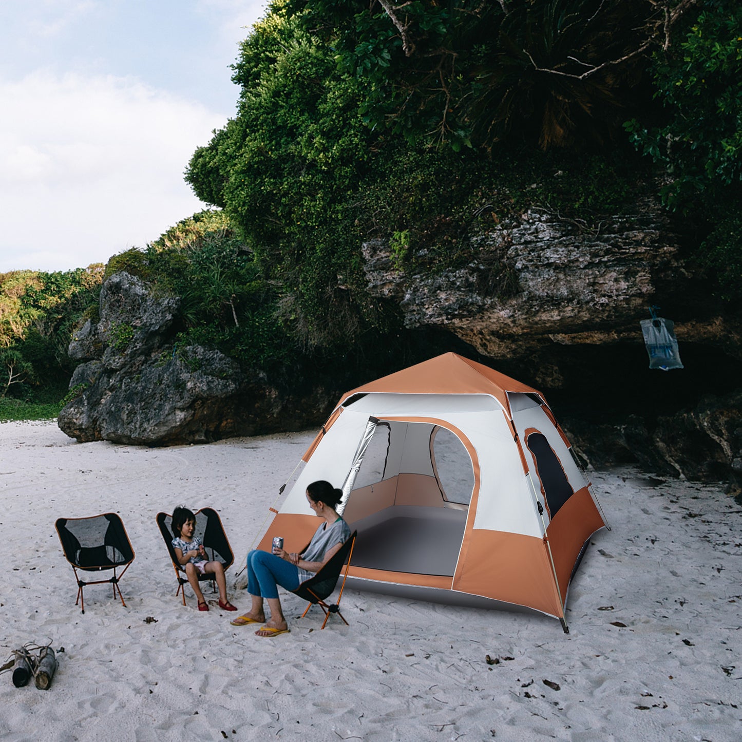 Brown Quick Opening Four-Person Camping Tent