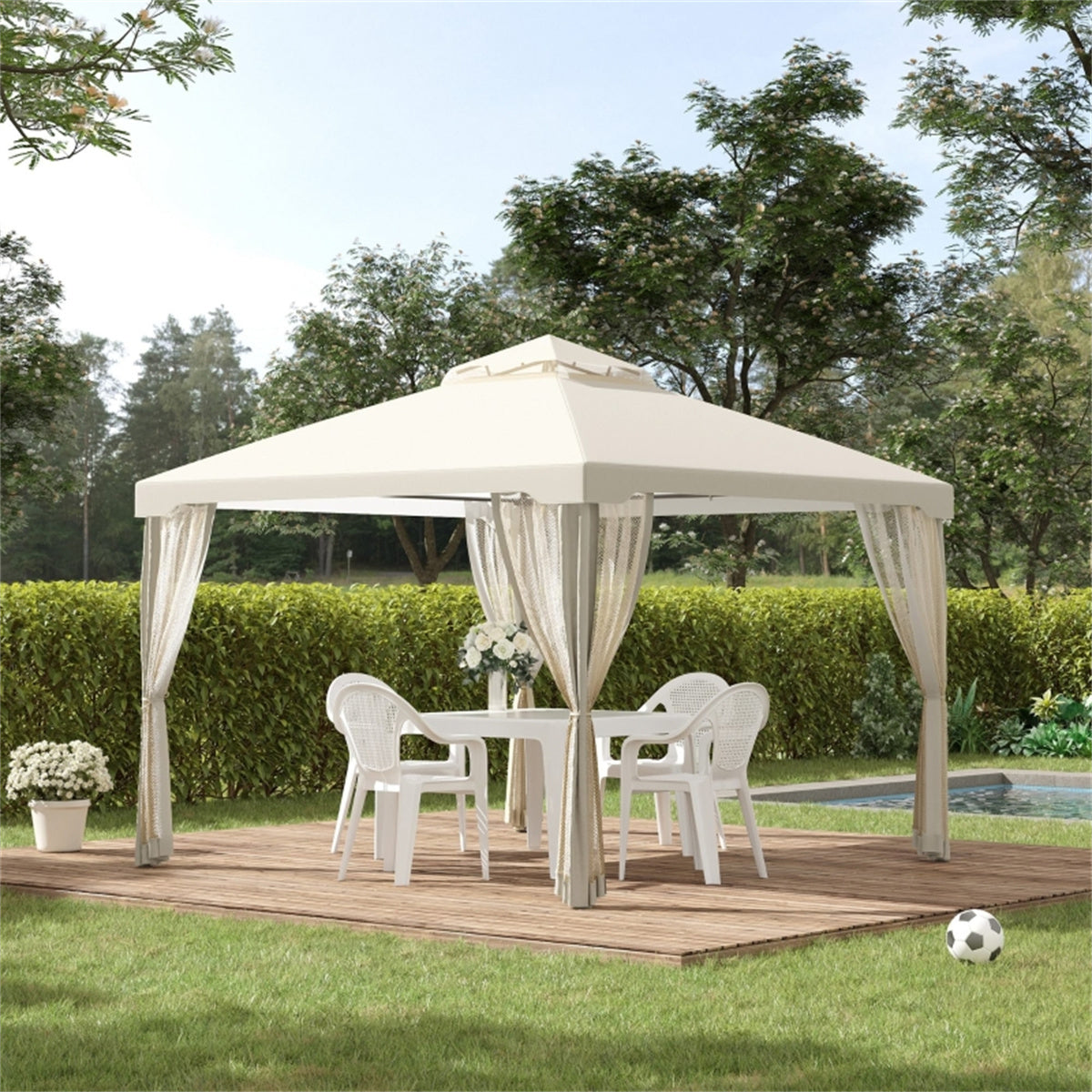 9.5' X 9.5' White Patio Gazebo