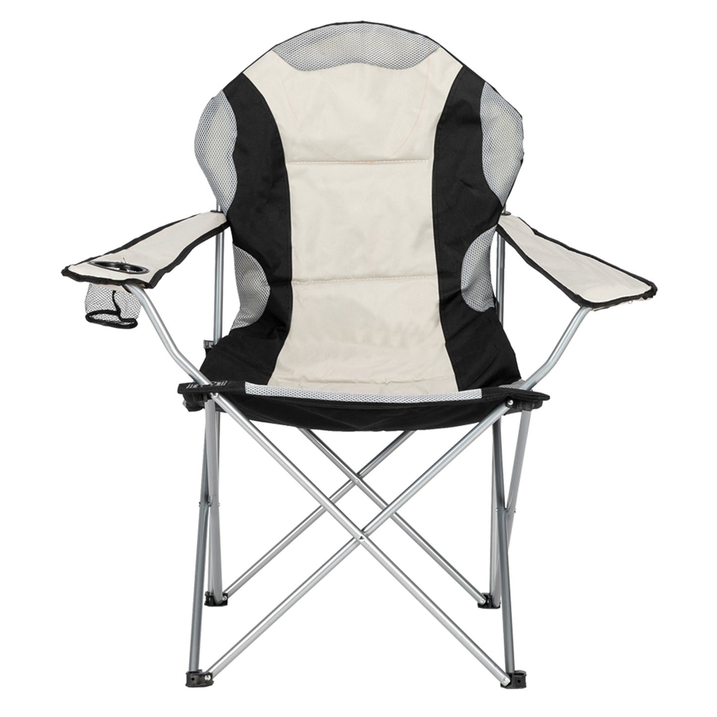 Lightweight Black and Gray Fabric Folding Chair with Iron Frame