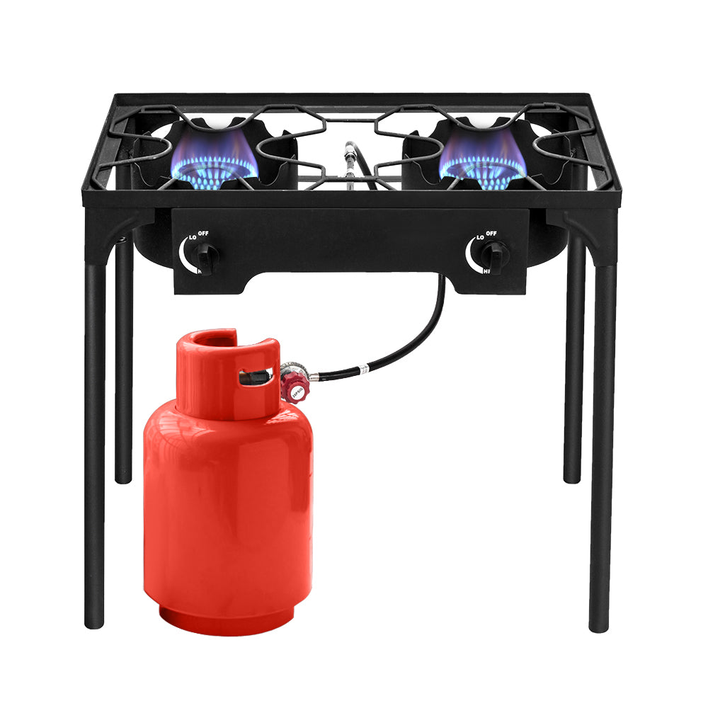 Double Burner Cast Iron Outdoor High Pressure Propane Gas Portable Camping Stove