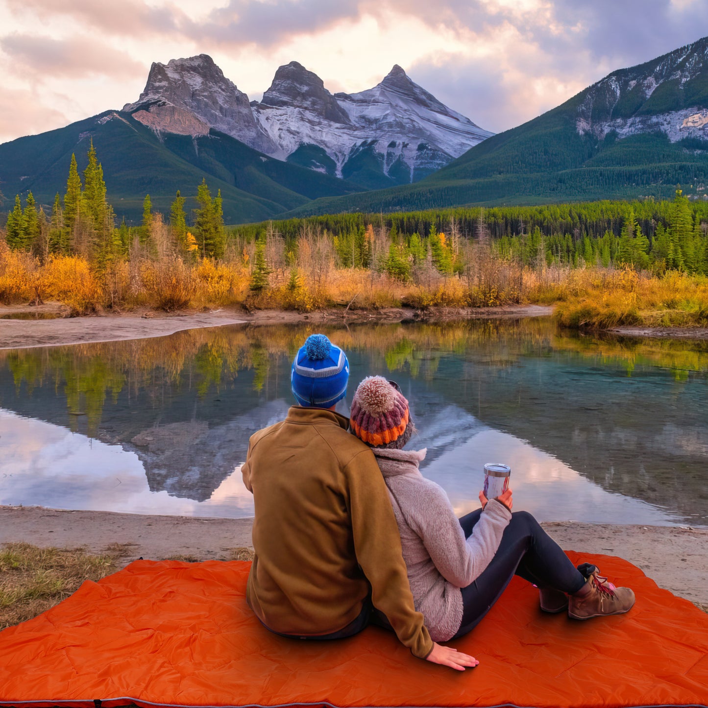 Orange Outdoor Camping and Beach Blanket