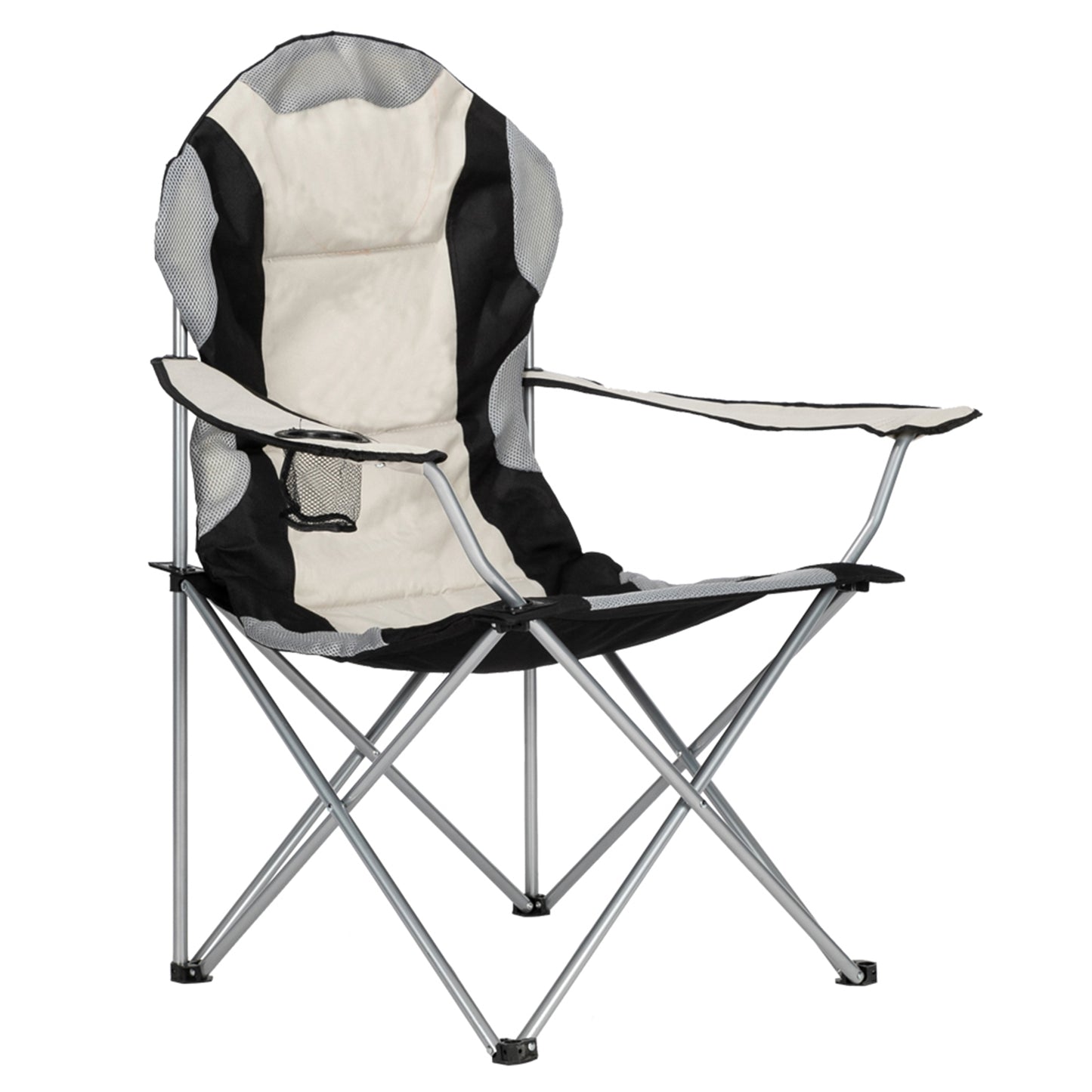 Lightweight Black and Gray Fabric Folding Chair with Iron Frame