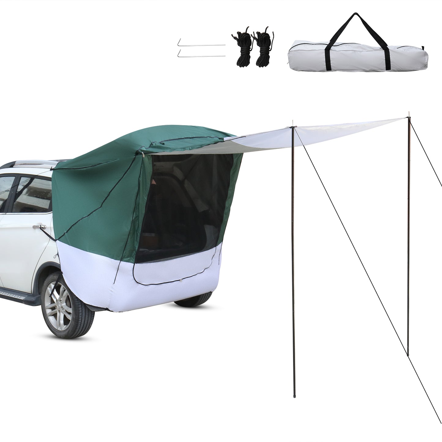 Green and White Gray SUV and Van Rear Camping Tent and Awning