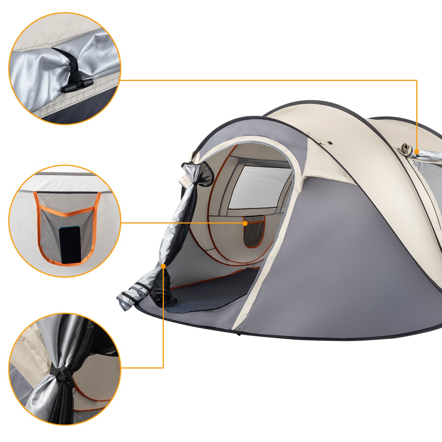 4 Person Easy Open Pop Up Camping Tent