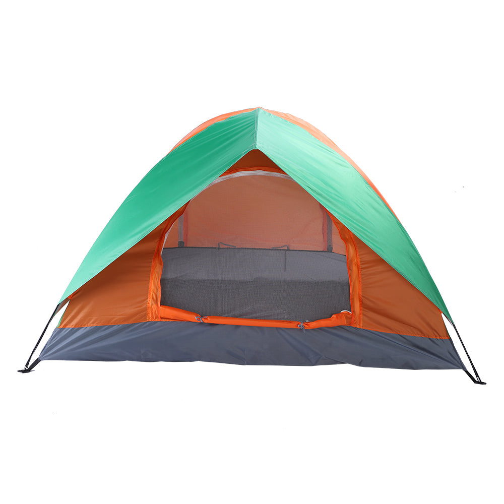 2-Person Orange and Green Double Door Camping Dome