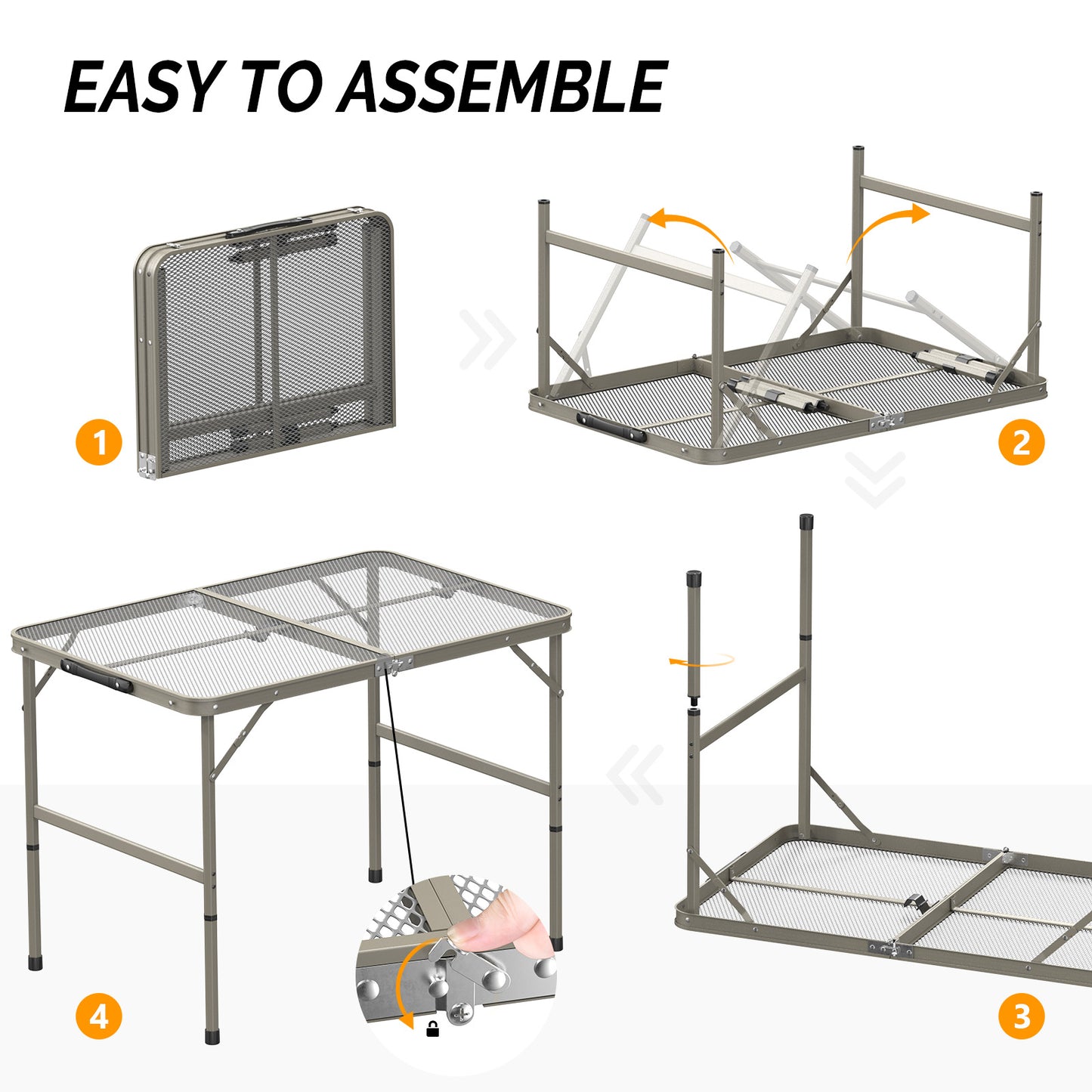 3Ft Portable Folding Picnic Table with Adjustable Height