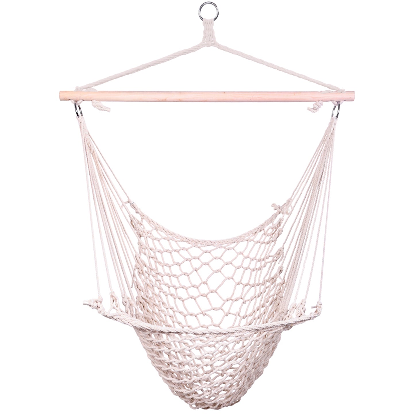 Beige Hanging Rope Chair Hammock Swing