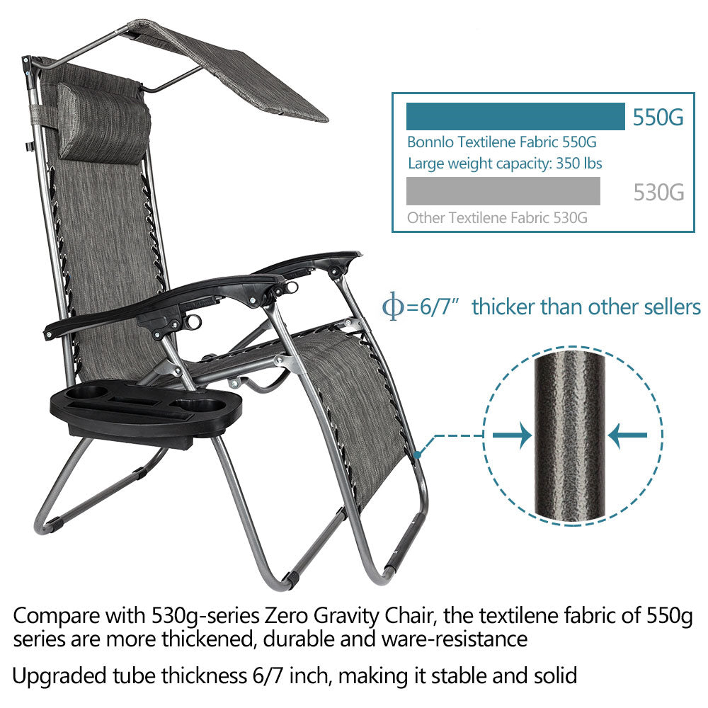 Gray Infinity Zero Gravity Chair with Awning and Adjustable Tray