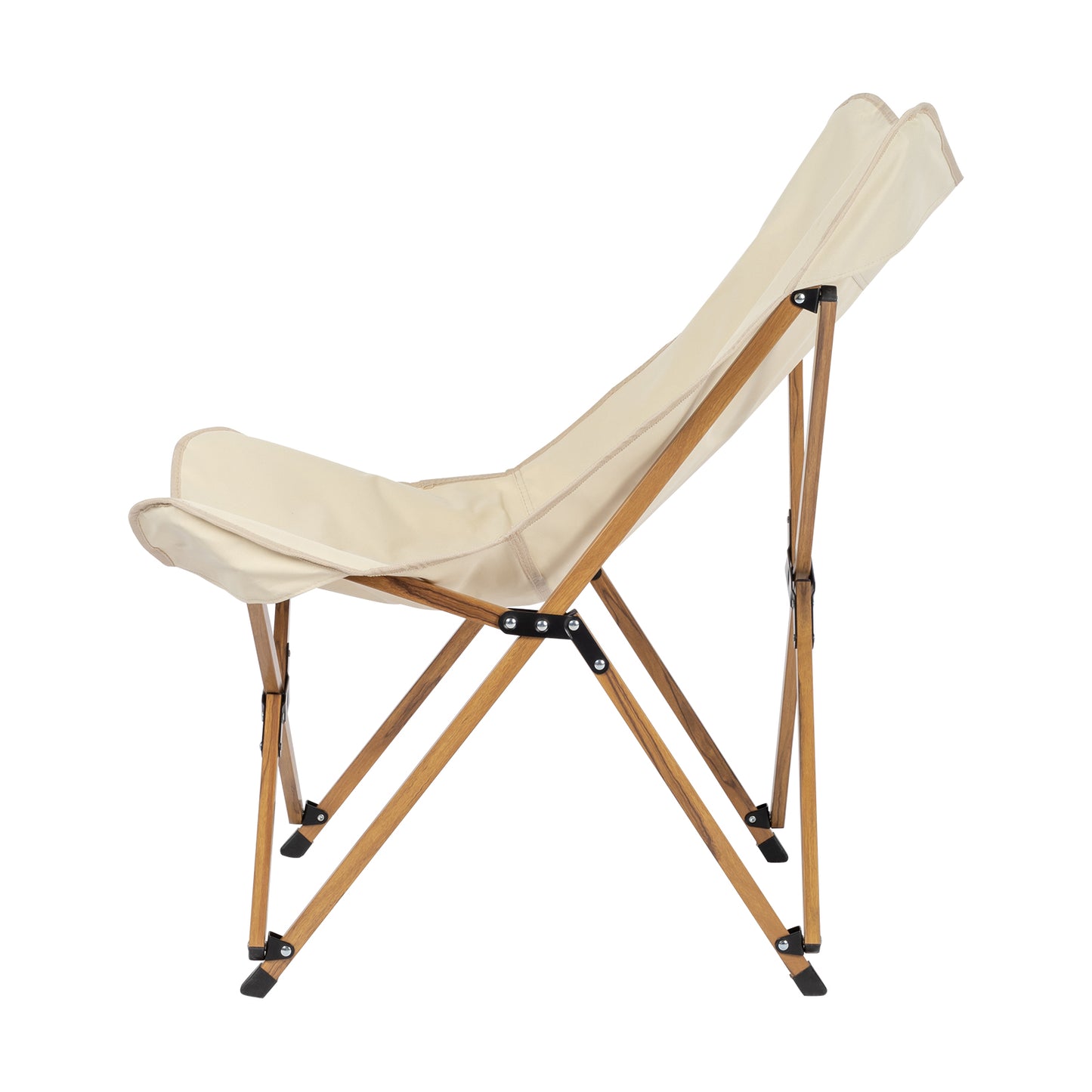 Ultra Light Folding White Camping Chair with Aluminum Frame and Wood Grain Accent