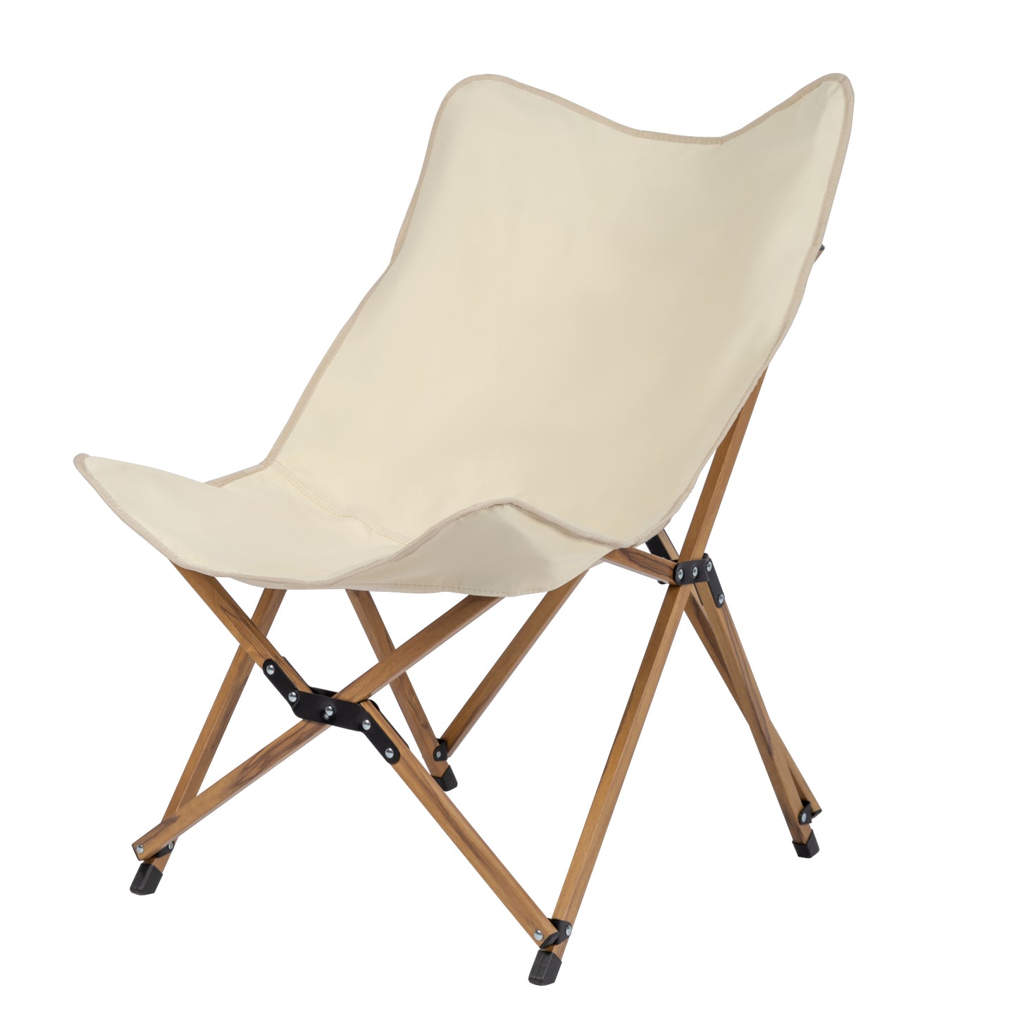 Ultra Light Folding White Camping Chair with Aluminum Frame and Wood Grain Accent