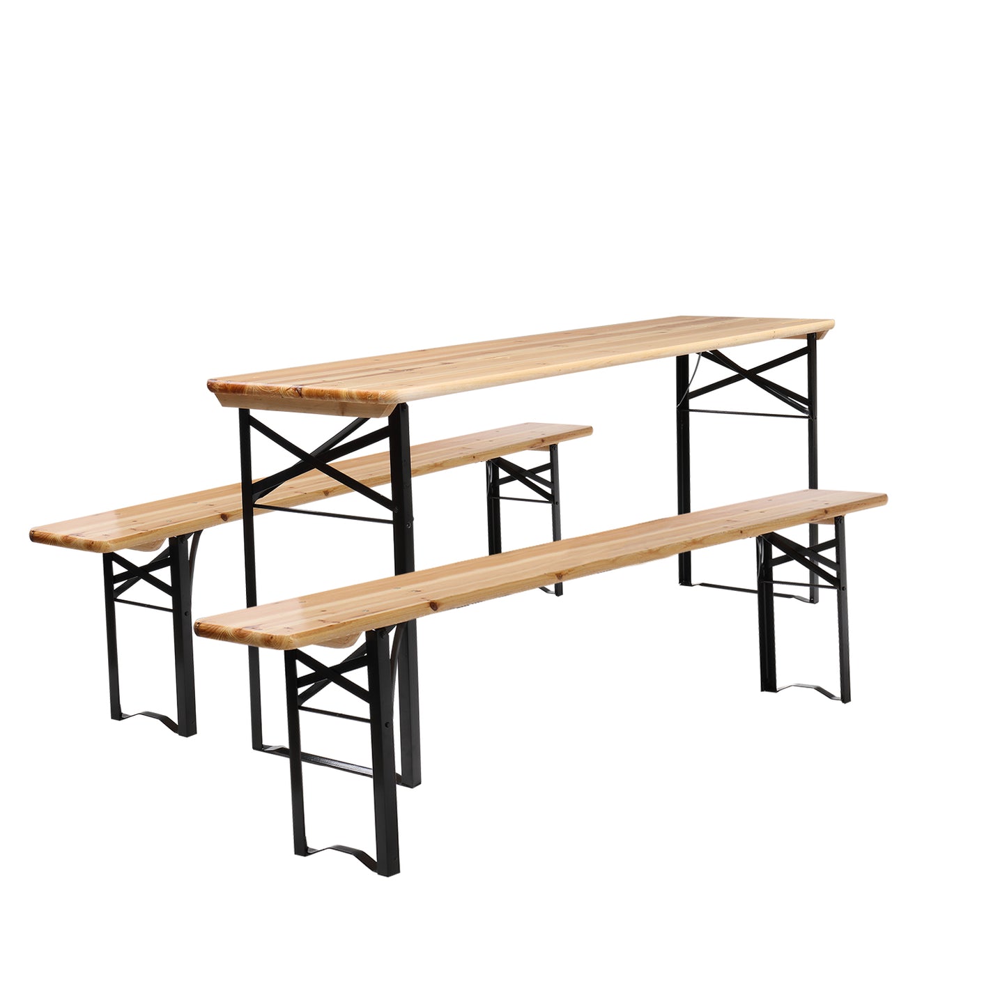 3 Piece 5.8 Ft Wood Picnic Table and Bench Combo Set