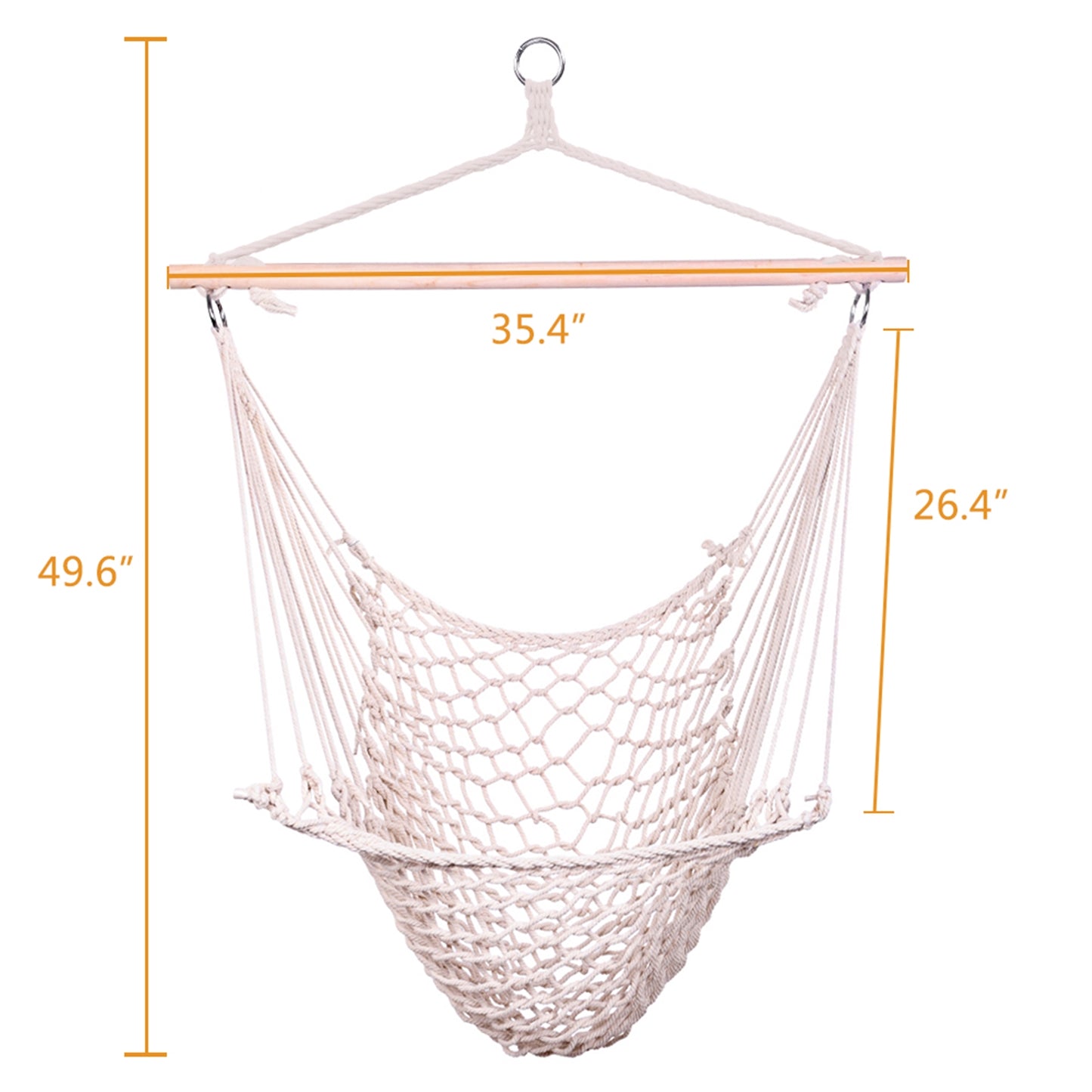 Beige Hanging Rope Chair Hammock Swing