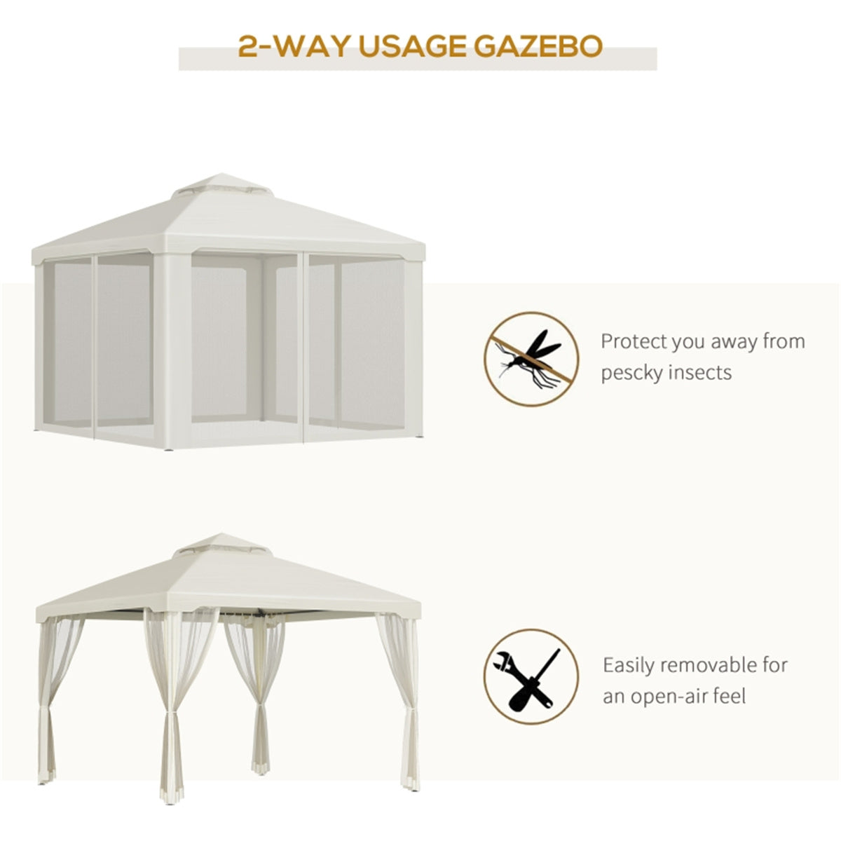 9.5' X 9.5' White Patio Gazebo