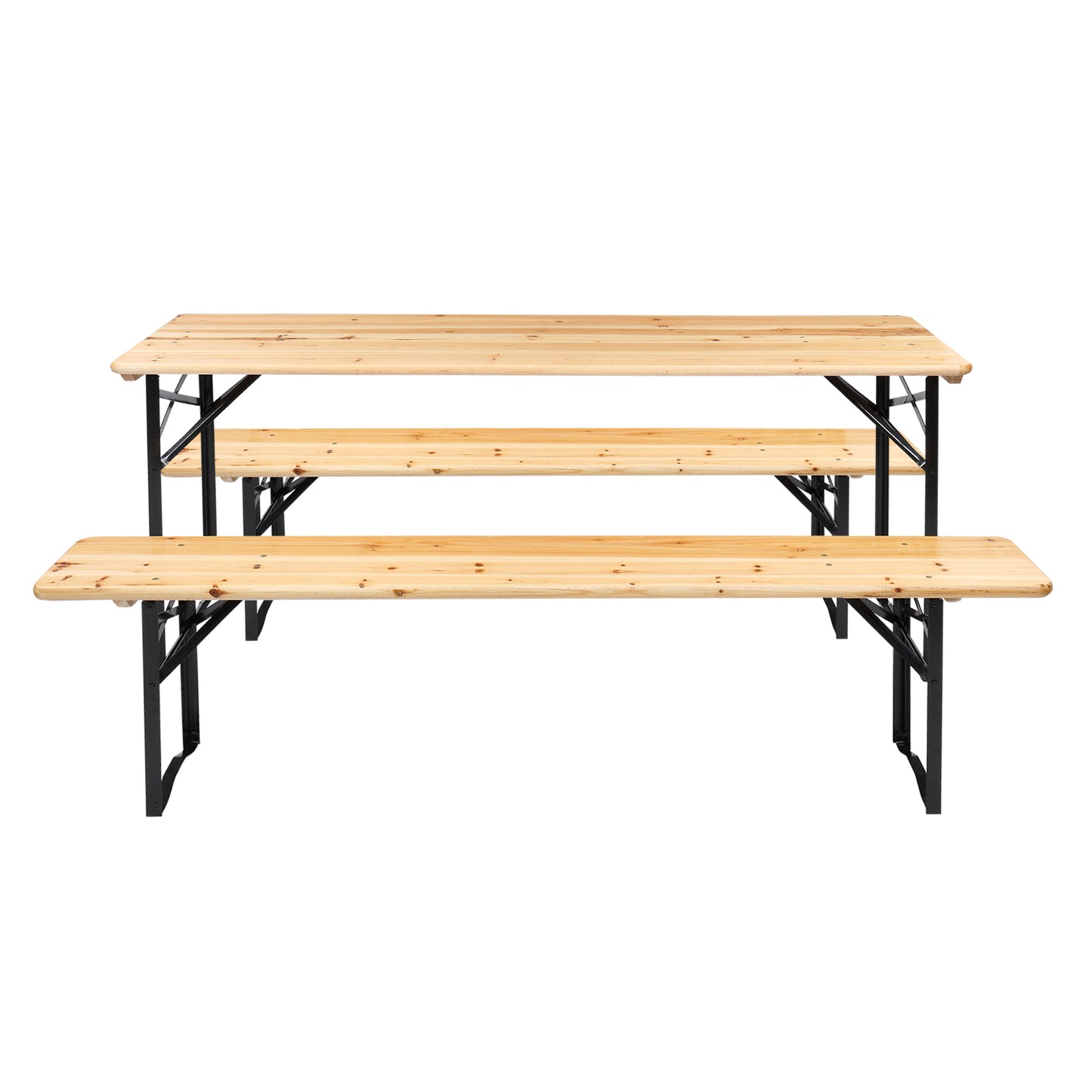 3 Piece 5.8 Ft Wood Picnic Table and Bench Combo Set