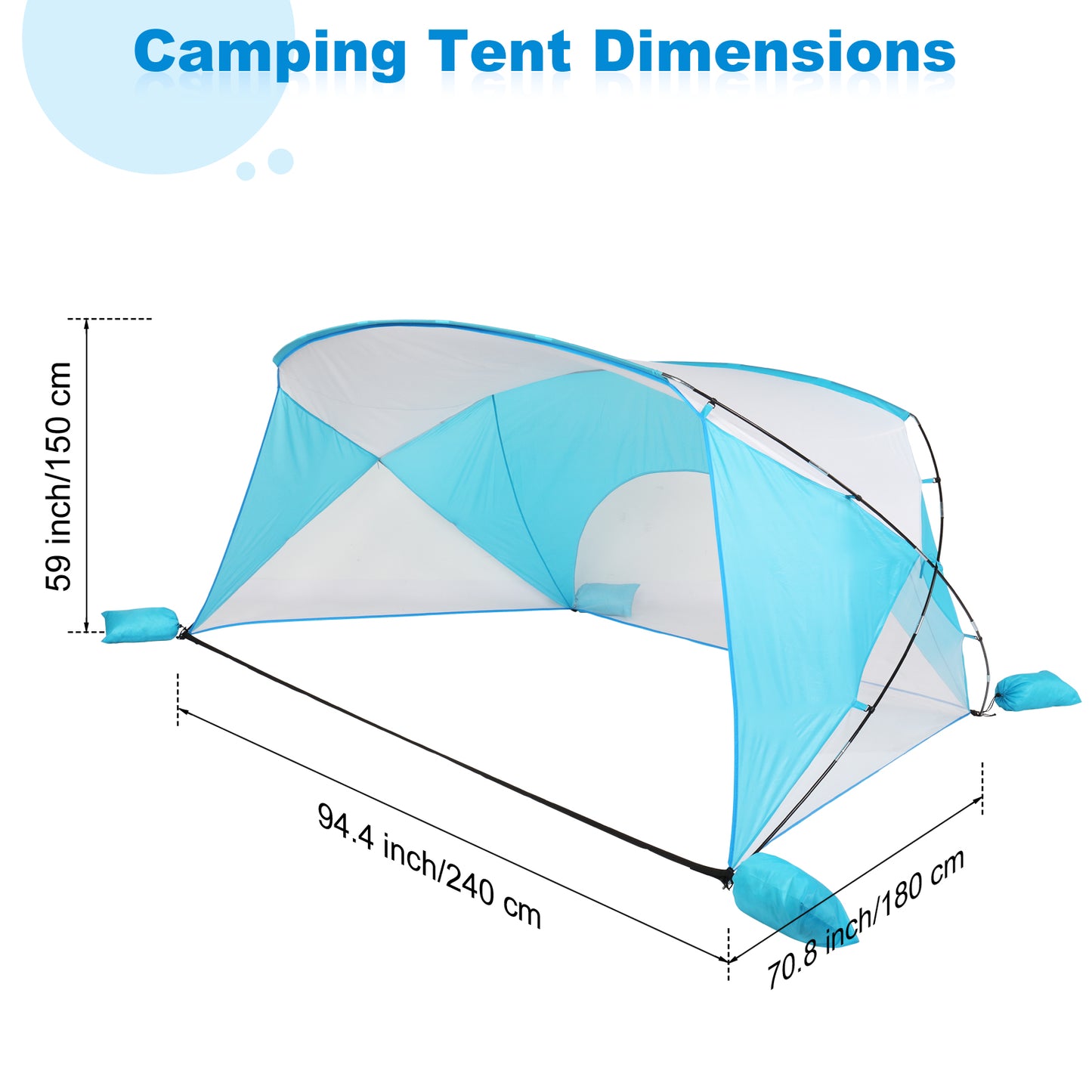 Blue and White Polyester Silk Beach and Camping Awning