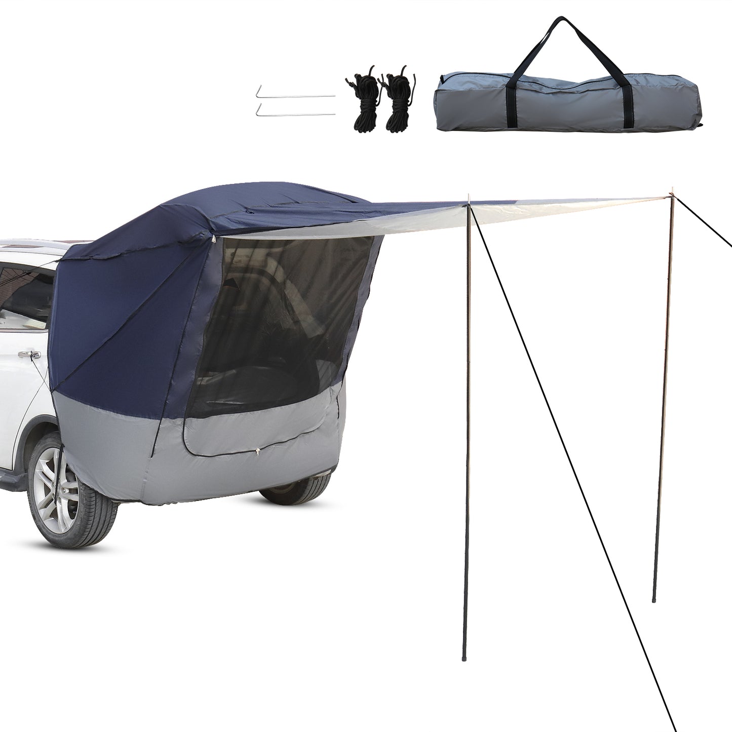 Navy Blue and Gray SUV and Van Rear Camping Tent and Awning