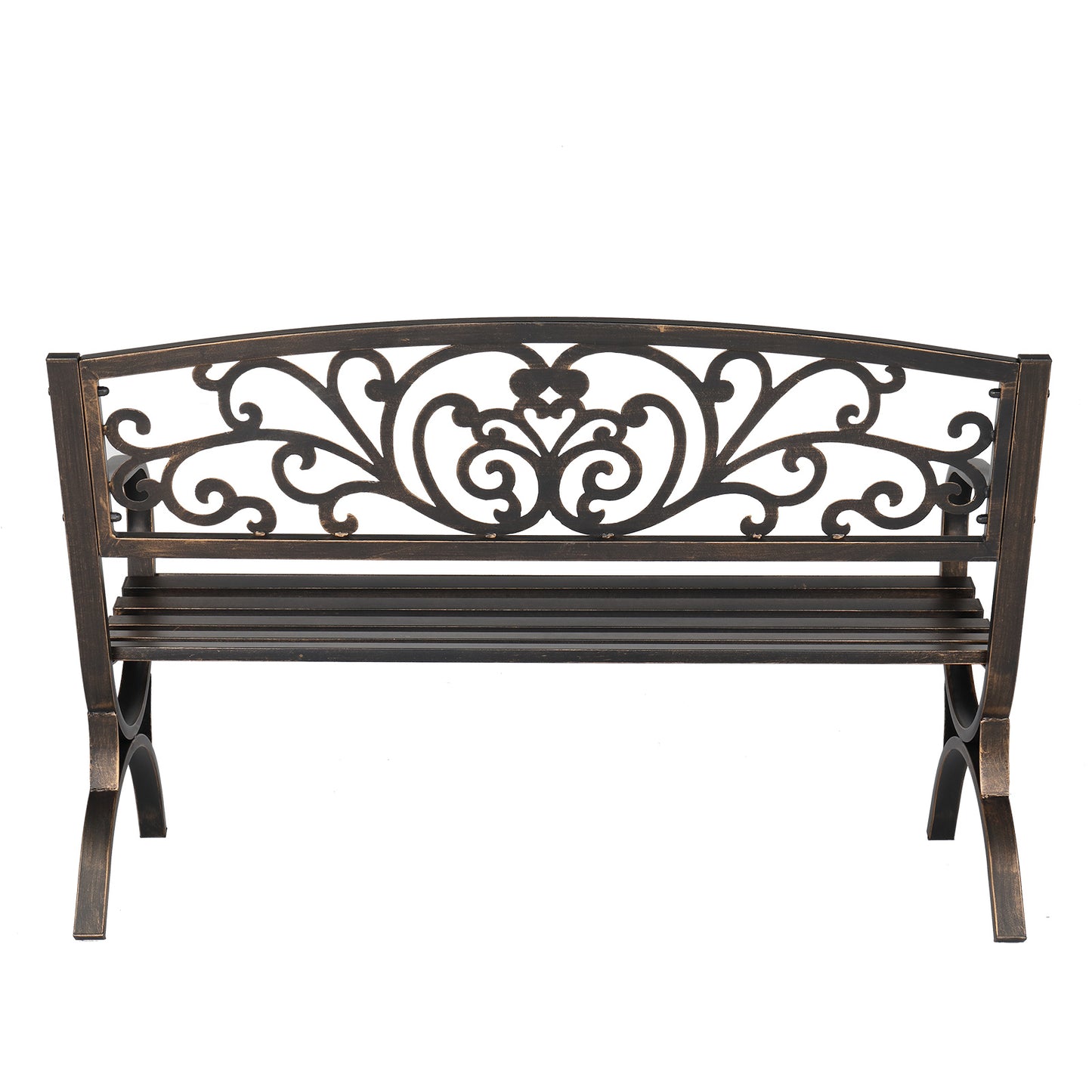 50in Butterfly Back Cross Feet Bronze Iron Bench