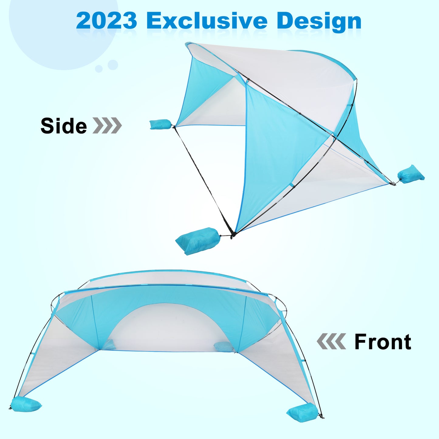 Blue and White Polyester Silk Beach and Camping Awning