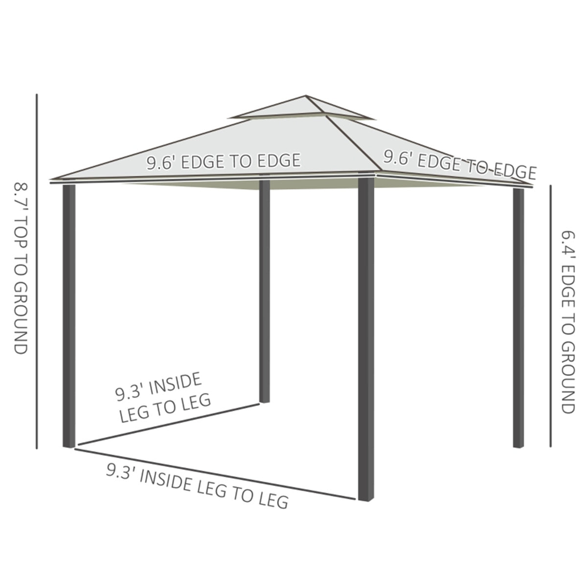 9.5' X 9.5' White Patio Gazebo