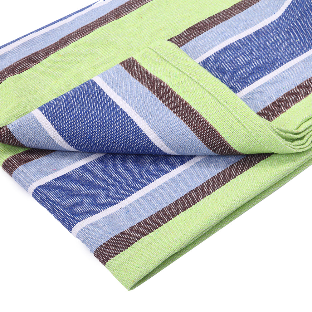 Green and Blue Stripe Canvas Hammock with Stand and Carrying Bag