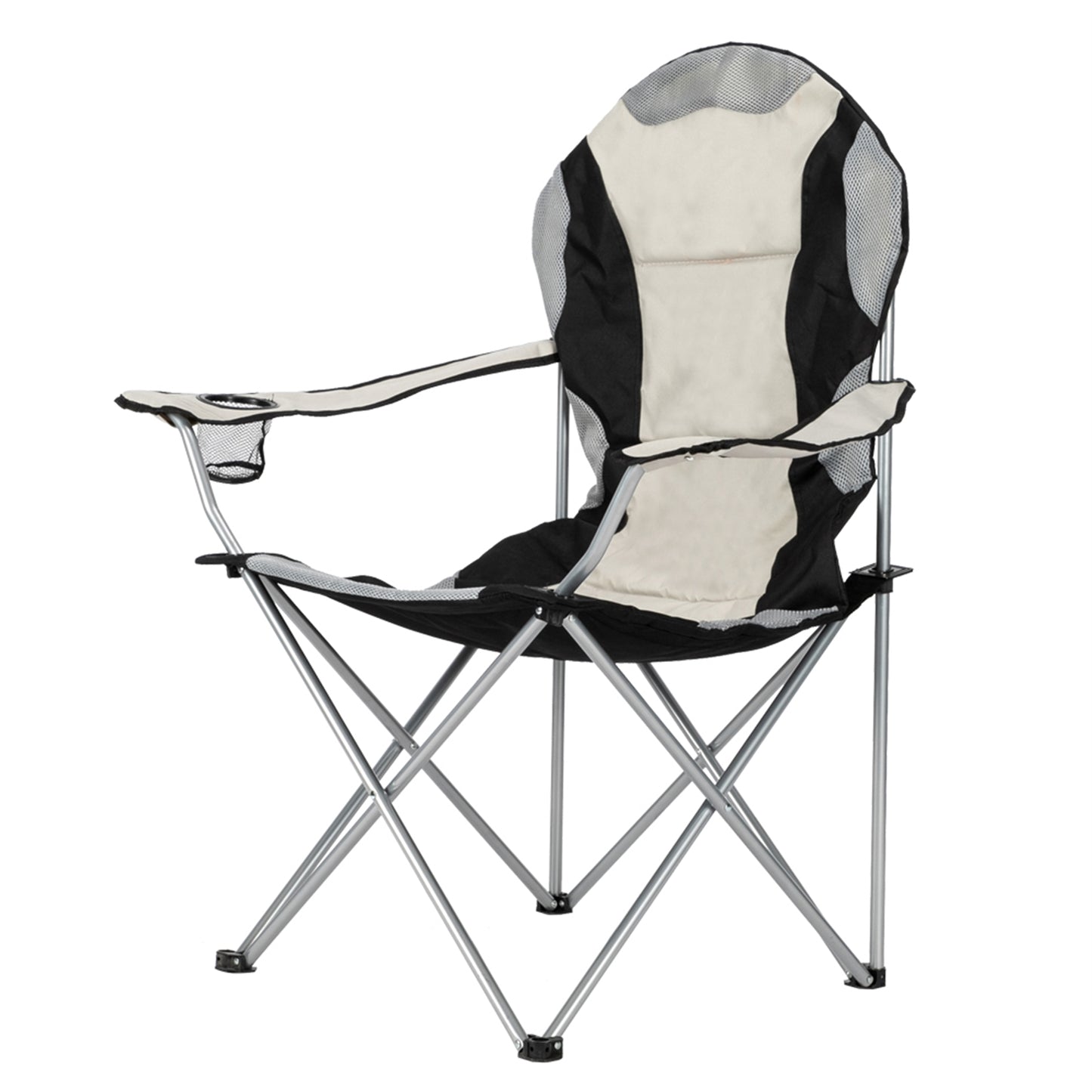 Lightweight Black and Gray Fabric Folding Chair with Iron Frame