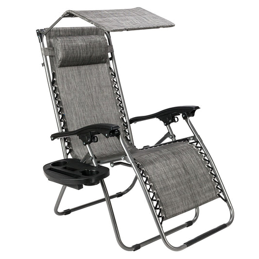 Gray Infinity Zero Gravity Chair with Awning and Adjustable Tray