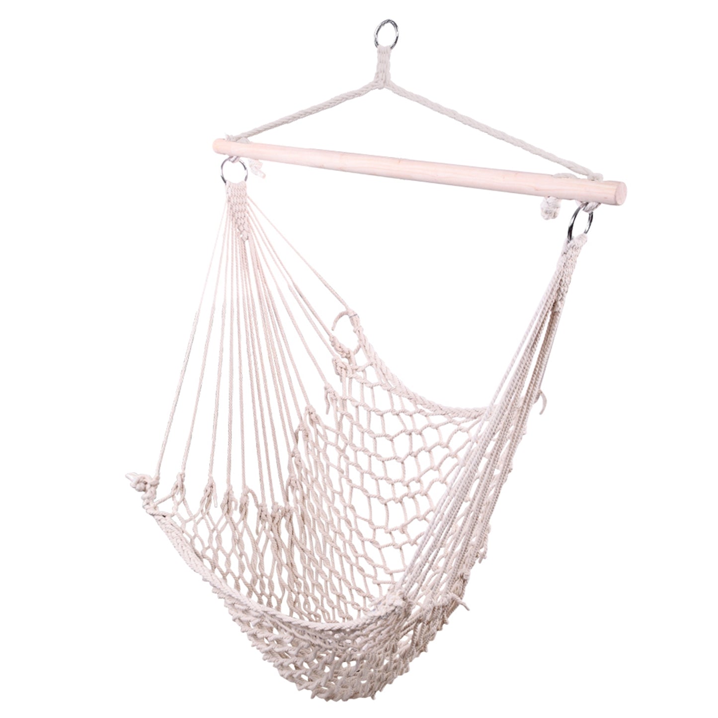 Beige Hanging Rope Chair Hammock Swing