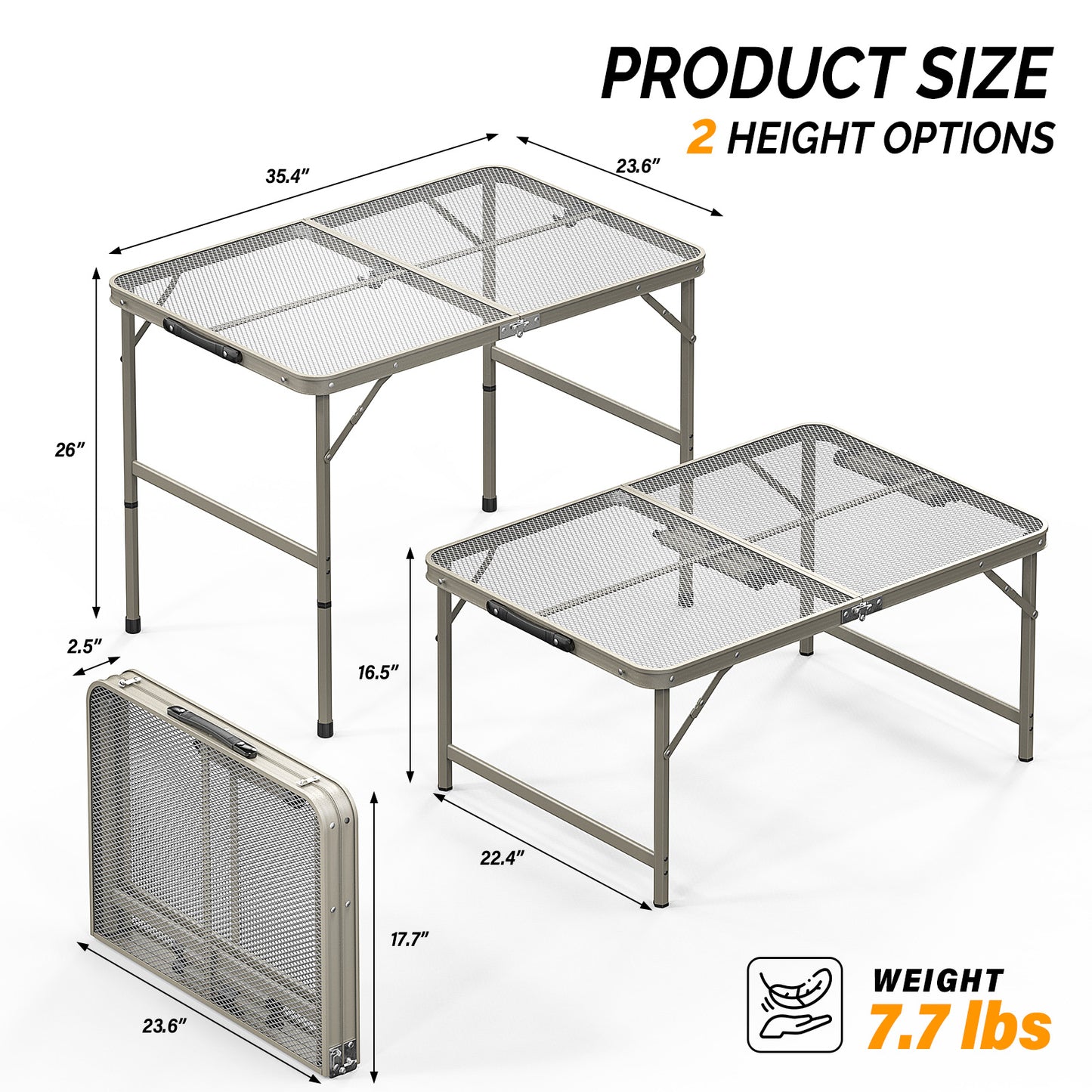 3Ft Portable Folding Picnic Table with Adjustable Height