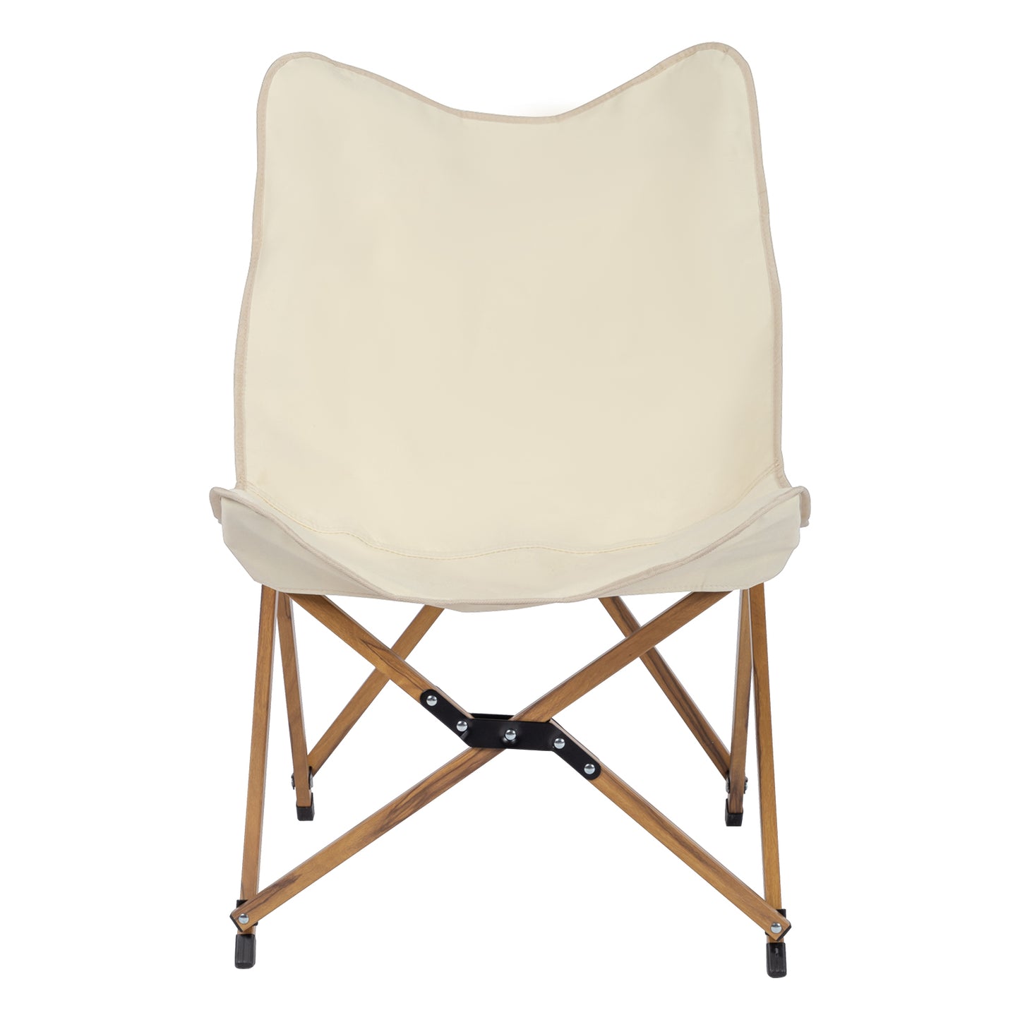 Ultra Light Folding White Camping Chair with Aluminum Frame and Wood Grain Accent