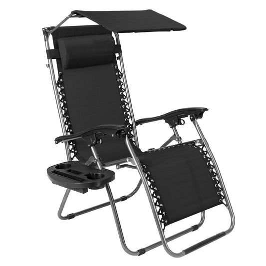 Black Infinity Zero Gravity Chair with Awning and Adjustable Tray