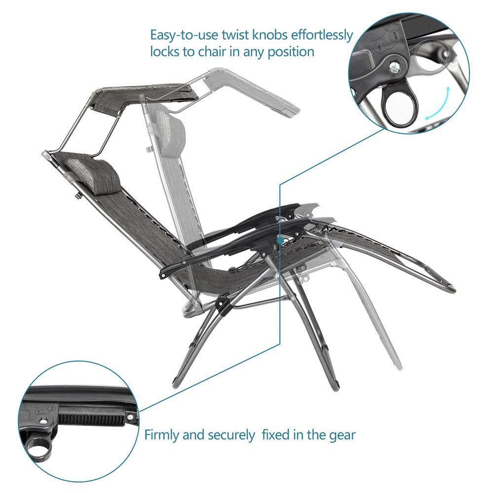 Gray Infinity Zero Gravity Chair with Awning and Adjustable Tray