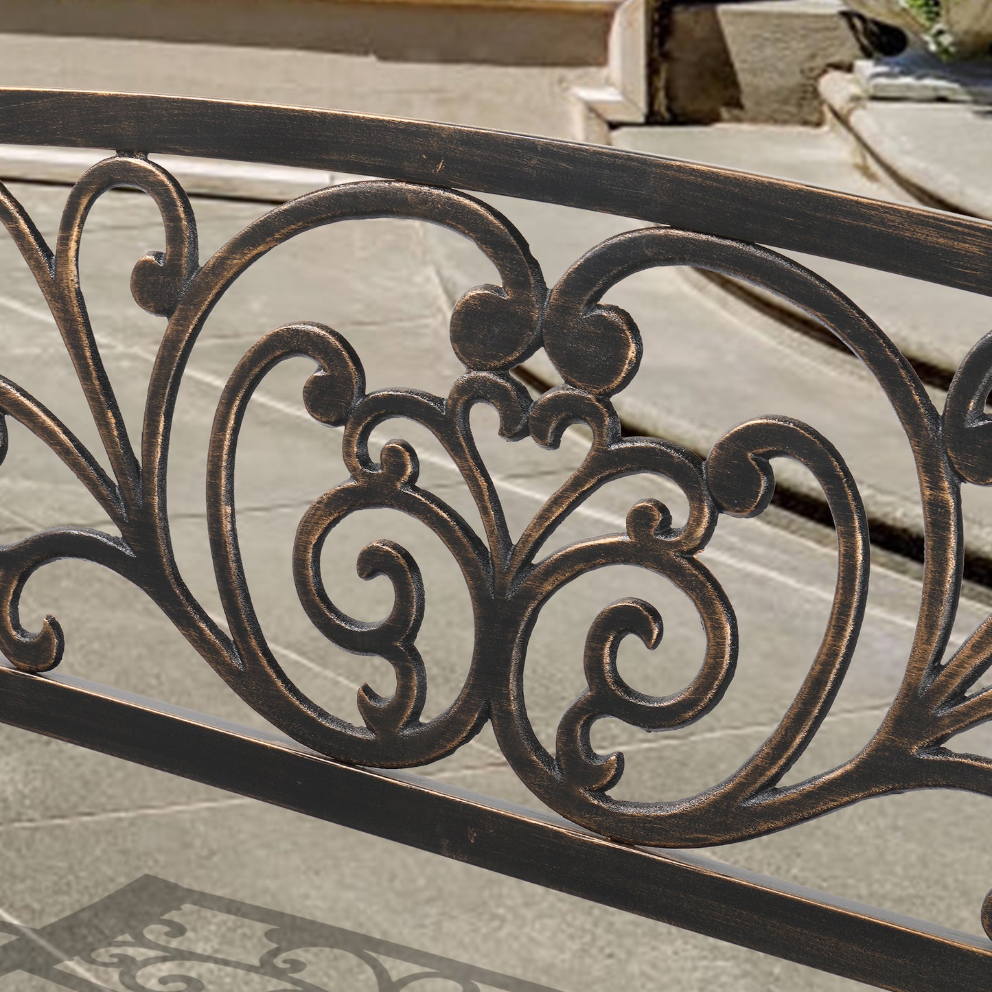 50in Butterfly Back Cross Feet Bronze Iron Bench