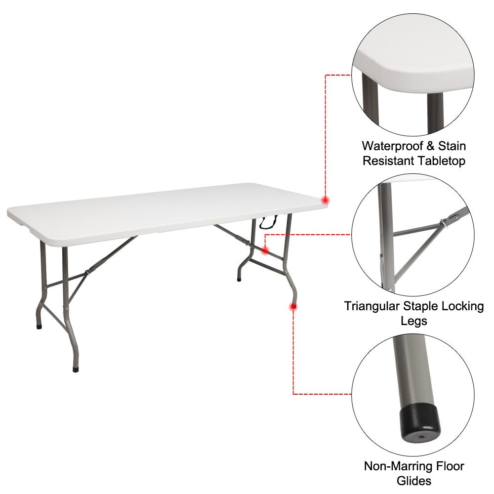 6FT Outdoor Courtyard Foldable Long Table